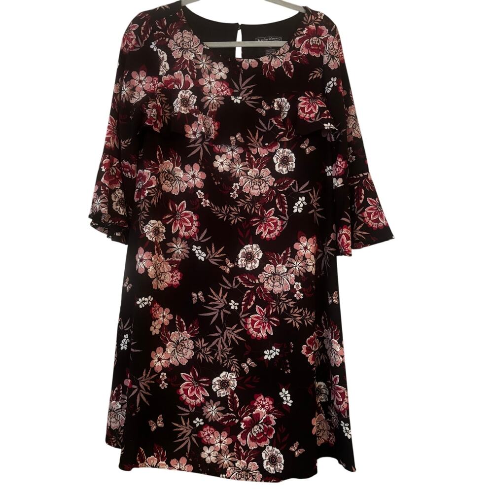 Jessica Howard Floral Dress Bell Sleeves Whimsey Goth Butterflies Fairy Garden